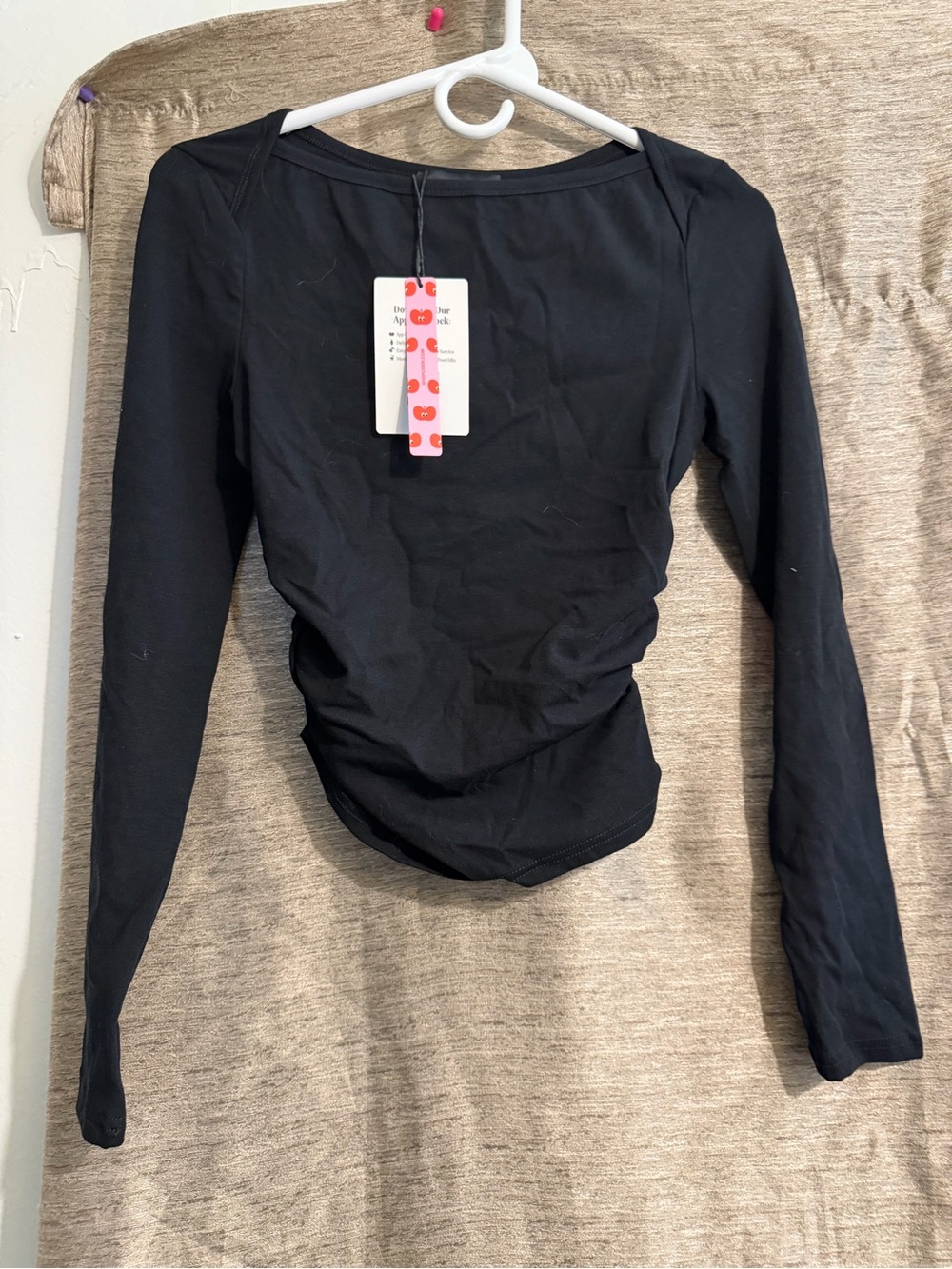 NWT Women’s cider Black Long-Sleeve Ruched Front Top